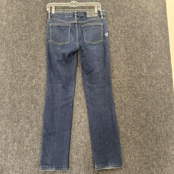 Tory Burch Jeans Womens 29 Blue Straight Leg Stretch Denim Logo Mid Rise - Picture 8 of 13